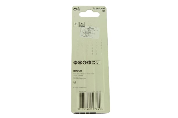 BOSCH T118AHM ใบเลื่อยจิ๊กซอตัดแสตนเลส ตัดหนา 1.5-3 มิล #2608630663 (3ใบ/แผง)