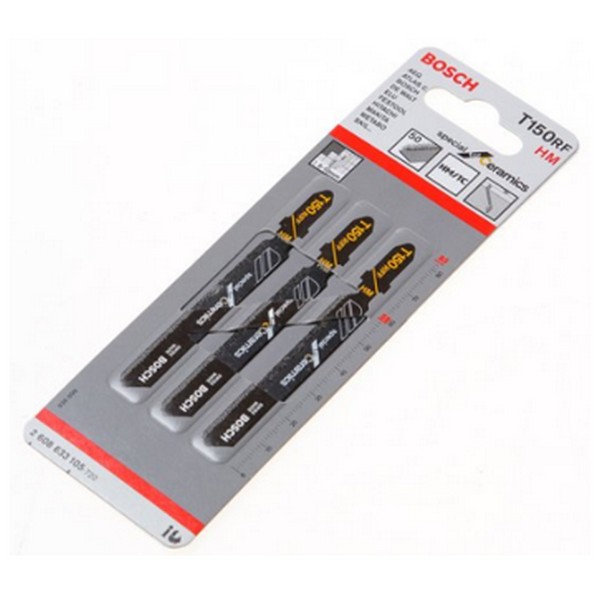 SKI - สกี จำหน่ายสินค้าหลากหลาย และคุณภาพดี | BOSCH T150RIFF ใบเลื่อยจิ๊กซอตัดเซรามิค หนา 5-10 มิล #2608633105 (3ใบ/แผง)