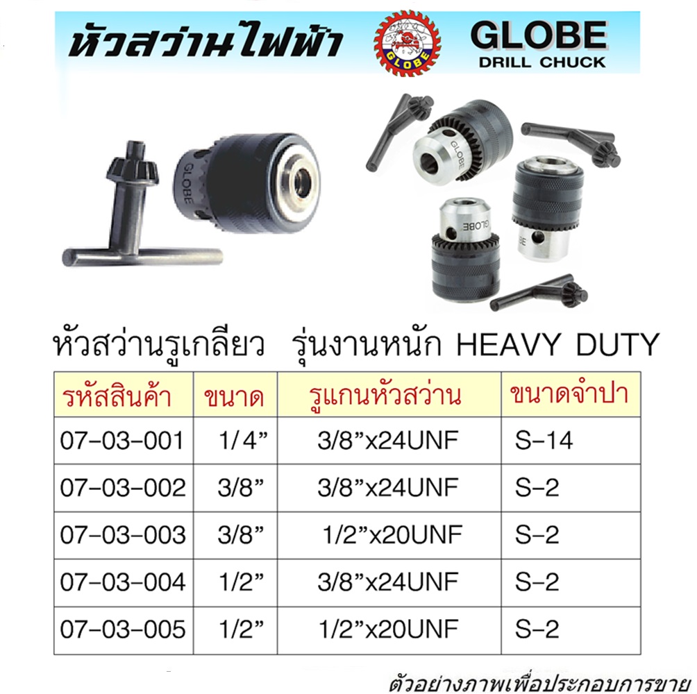 GLOBE หัวสว่านรูเกลียว [07-03-001] 1/4นิ้วx3/8นิ้วx24T
