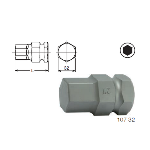 SKI - สกี จำหน่ายสินค้าหลากหลาย และคุณภาพดี | KOKEN 107-32 ดอกไขควงลม 36x32mm.6P แกน 32mm.