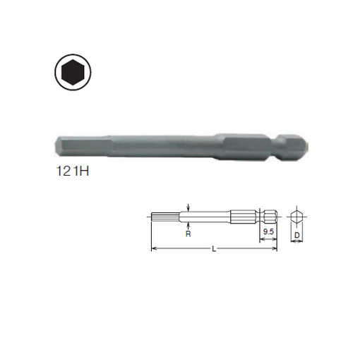 SKI - สกี จำหน่ายสินค้าหลากหลาย และคุณภาพดี | KOKEN 121H ดอกไขควงลมหัว 2.5x100mm. 6P แกน 1/4นิ้ว