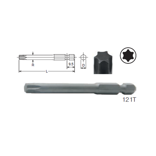 SKI - สกี จำหน่ายสินค้าหลากหลาย และคุณภาพดี | KOKEN 121T ดอกไขควงลมหัวท๊อกซ์ T25x250mm. 6P แกน 1/4นิ้ว