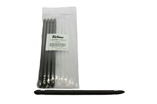 KOKEN 123PW ดอกไขควงลม หัวแฉก 2 หัว #2x150mm. 6P แกน 1/4นิ้ว