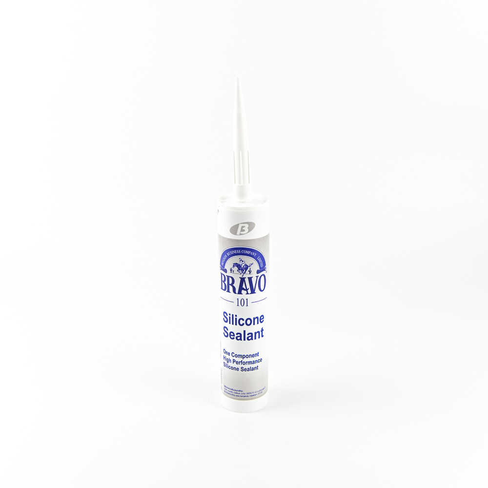 BRAVO กาวซิลิโคน #101 สีอลูมิเนียม (ราคาต่อหลอด , 1 กล่องมี 25หลอด)