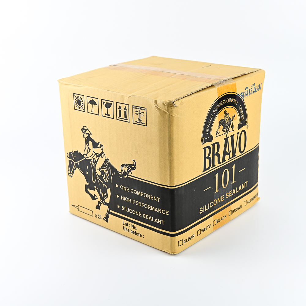 BRAVO กาวซิลิโคน #101 สีอลูมิเนียม (ราคาต่อหลอด , 1 กล่องมี 25หลอด)