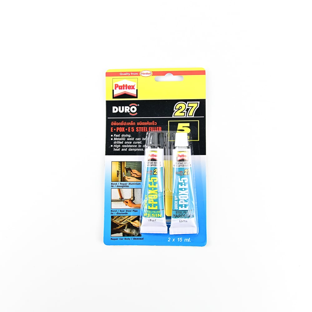 DURO TPS-5 (PATTEX) #27 กาวติดเหล็กหลอดคู่ สีเหล็ก แห้งเร็ว