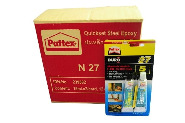 DURO TPS-5 (PATTEX) #27 กาวติดเหล็กหลอดคู่ สีเหล็ก แห้งเร็ว
