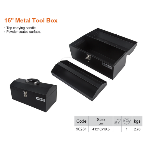 KENDO 90281 กล่องเครื่องมือเหล็ก 16นิ้ว 41x18x19.5cm