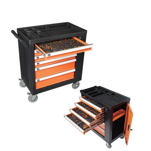 KENDO 90335 ตู้เครื่องมือล้อเลื่อน 6 ลิ้นชัก พร้อมเครื่องมือ 144 ชิ้น 76.5x45.5x74.0cm