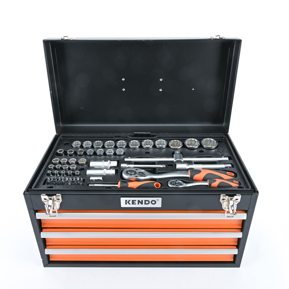 KENDO 90517 กล่องเครื่องมือ 4 ลิ้นชัก พร้อมเครื่องมือ 86 ชิ้น 46x24x28cm