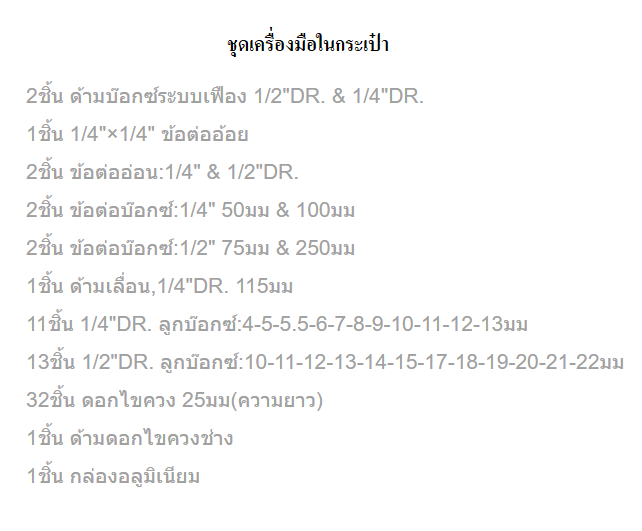 KENDO 90702 ชุดเครื่องมือ 124 ชิ้นพร้อมกระเป๋าอลูมิเนียม 450×330×150mm