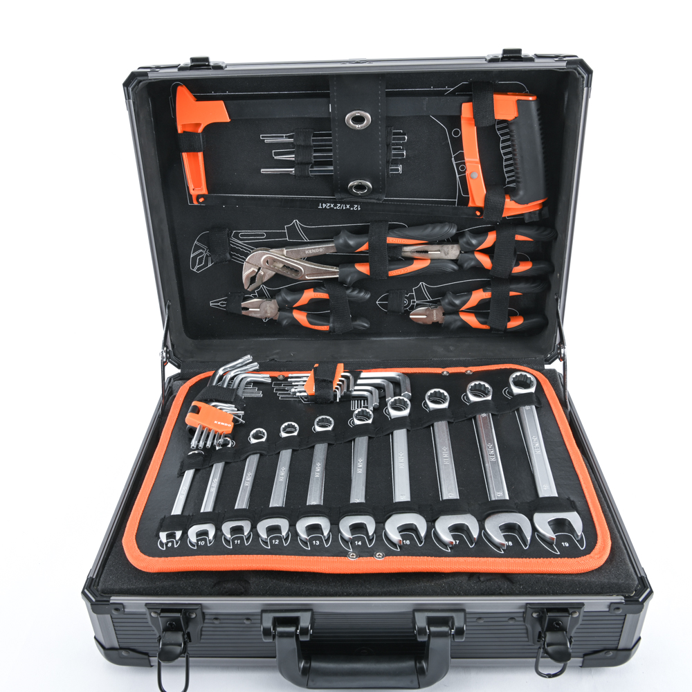 KENDO 90702 ชุดเครื่องมือ 124 ชิ้นพร้อมกระเป๋าอลูมิเนียม 450×330×150mm