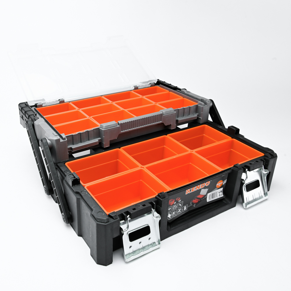 KENDO 90271 กล่องเครื่องมือพลาสติก 2 ชั้น 18 ช่อง ขนาด 46x24x14.5cm