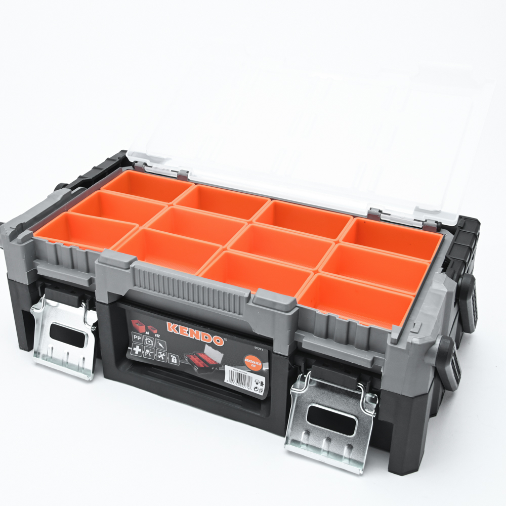 KENDO 90271 กล่องเครื่องมือพลาสติก 2 ชั้น 18 ช่อง ขนาด 46x24x14.5cm