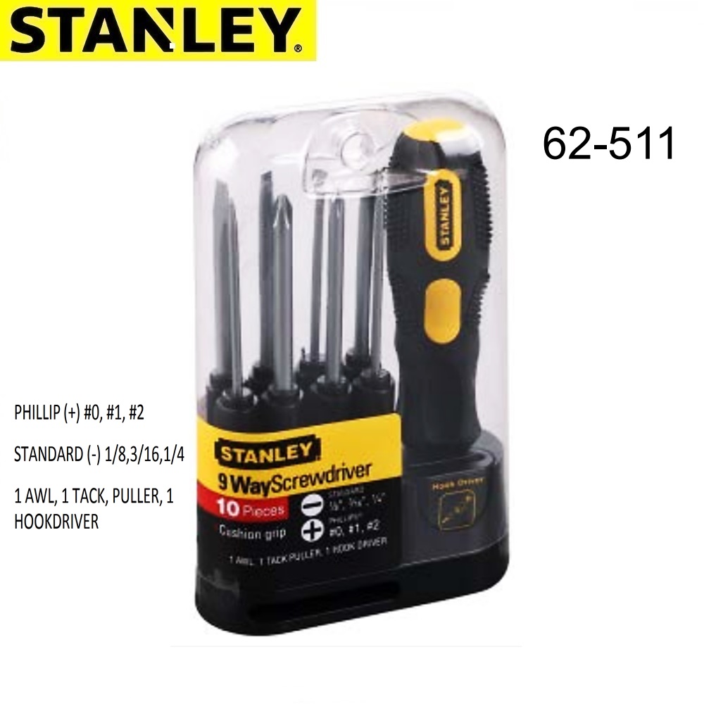 SKI - สกี จำหน่ายสินค้าหลากหลาย และคุณภาพดี | STANLEY 62-511 ไขควงเปลี่ยนหัว 6 ตัวชุด (PBT)