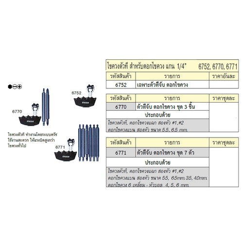 SKI - สกี จำหน่ายสินค้าหลากหลาย และคุณภาพดี | UNIOR 6752 เฉพาะตัวทีจับไขควงตัวที สำหรับดอกไขควง แกน1/4นิ้ว