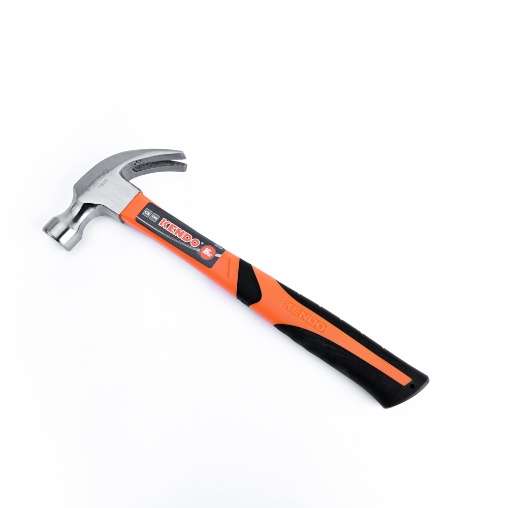 SKI - สกี จำหน่ายสินค้าหลากหลาย และคุณภาพดี | KENDO 25104 ค้อนหงอนด้ามไฟเบอร์หุ้มยาง 1 ปอนด์ (16oz.)