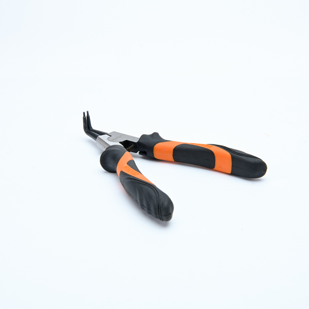 *KENDO 11512 คีมถ่างแหวน ปากงอ (ชุบปัดเงา/ด้ามหุ้มยาง) 180mm/7นิ้ว*