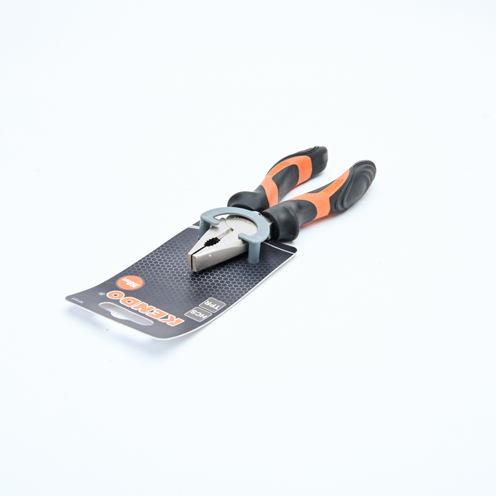 KENDO 10101 คีมปากจิ้งจก มีปีก (ชุบนิกเกิล/ด้ามหุ้มยาง) 160mm/6นิ้ว