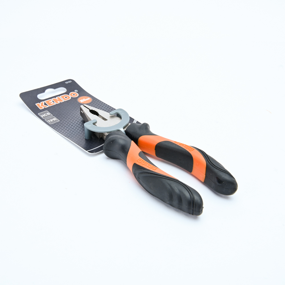 KENDO 10101 คีมปากจิ้งจก มีปีก (ชุบนิกเกิล/ด้ามหุ้มยาง) 160mm/6นิ้ว