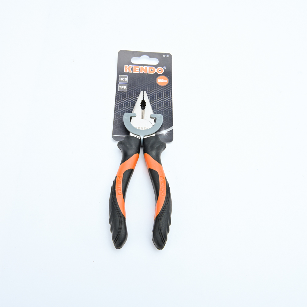KENDO 10101 คีมปากจิ้งจก มีปีก (ชุบนิกเกิล/ด้ามหุ้มยาง) 160mm/6นิ้ว