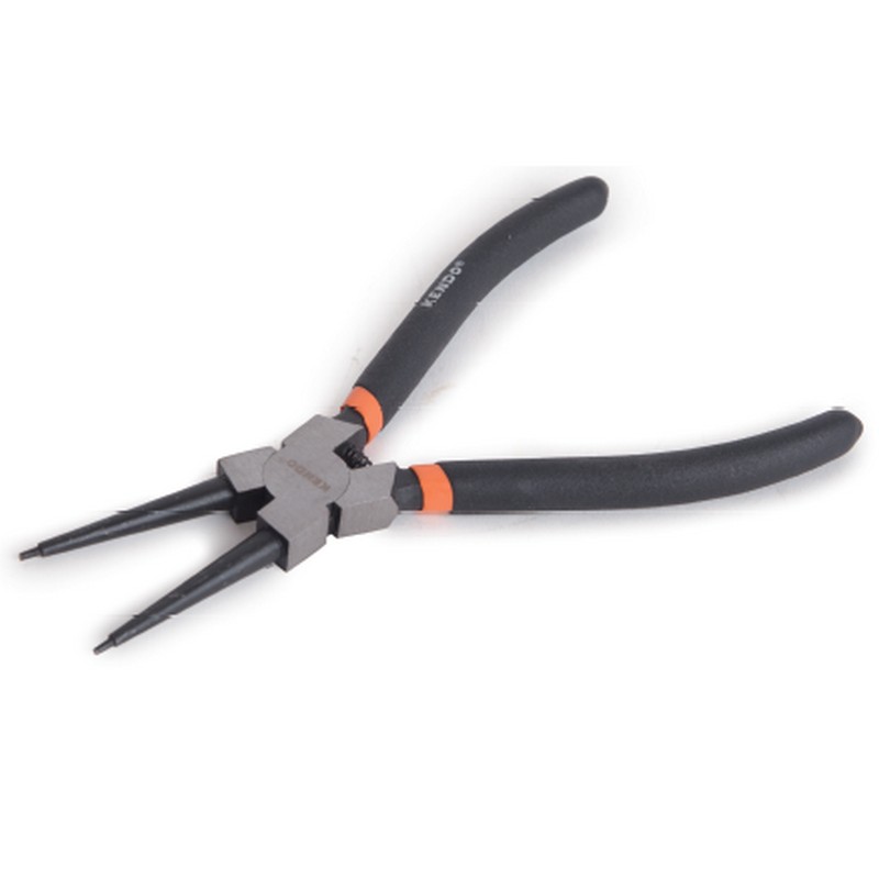 KENDO 11503 คีมหนีบแหวน ปากตรง (ชุบปัดเงา) 180mm/7นิ้ว