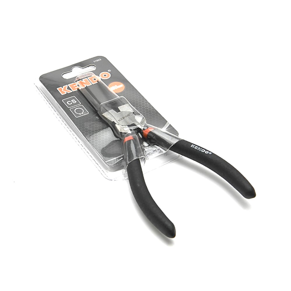 KENDO 11503 คีมหนีบแหวน ปากตรง (ชุบปัดเงา) 180mm/7นิ้ว
