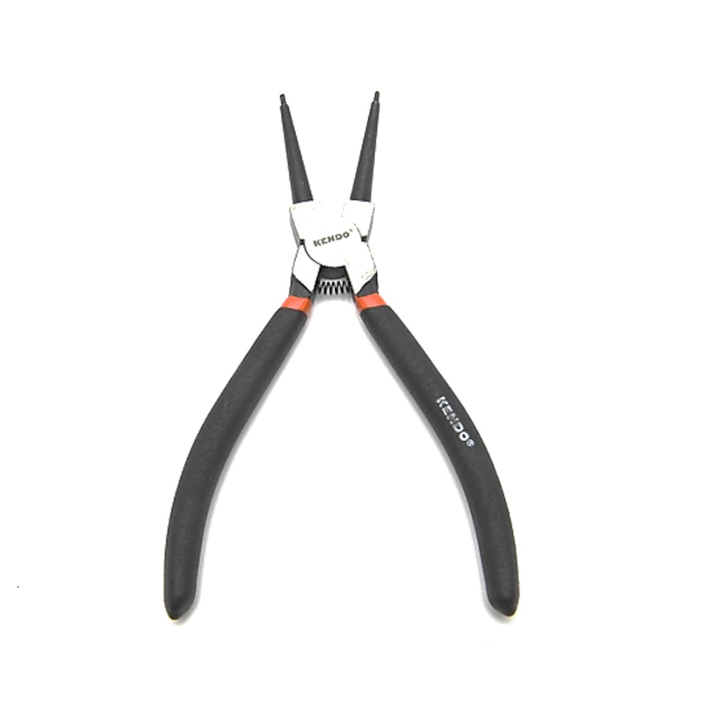 KENDO 11503 คีมหนีบแหวน ปากตรง (ชุบปัดเงา) 180mm/7นิ้ว