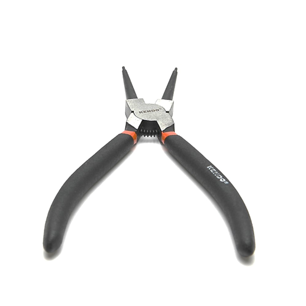 KENDO 11503 คีมหนีบแหวน ปากตรง (ชุบปัดเงา) 180mm/7นิ้ว