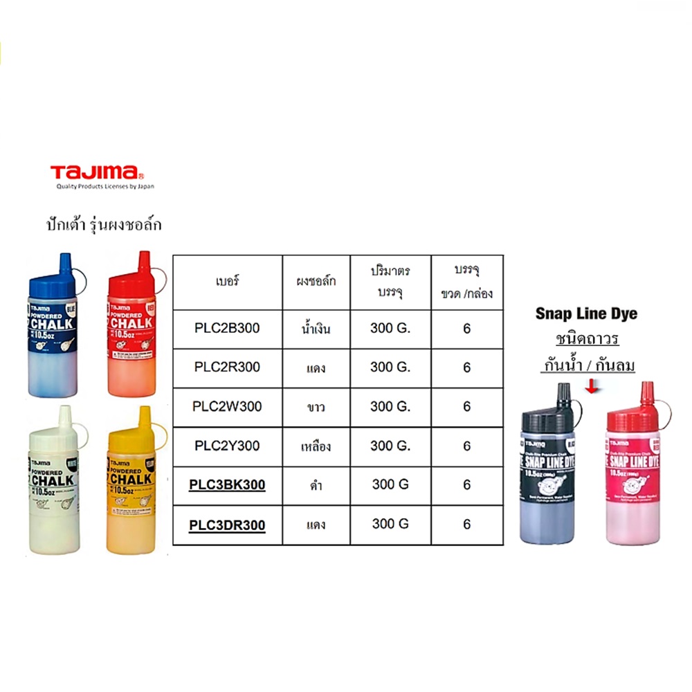 TAJIMA PLC2R300 ผงชอล์กสีแดง 300G สำหรับบักเต้า  (6ขวด/ก)