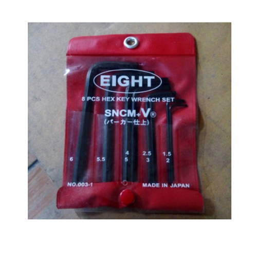 SKI - สกี จำหน่ายสินค้าหลากหลาย และคุณภาพดี | EIGHT หกเหลี่ยมสั้นสีดำชุดแผง 8 ตัว 1.5 - 6mm ซองแดง