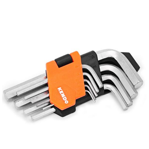 SKI - สกี จำหน่ายสินค้าหลากหลาย และคุณภาพดี | KENDO 20731 ประแจหกเหลี่ยมตัวแอล ขาวสั้น 9 ตัวชุด ขนาด 1.5-2-2.5-3-4-5-6-8-10 mm.