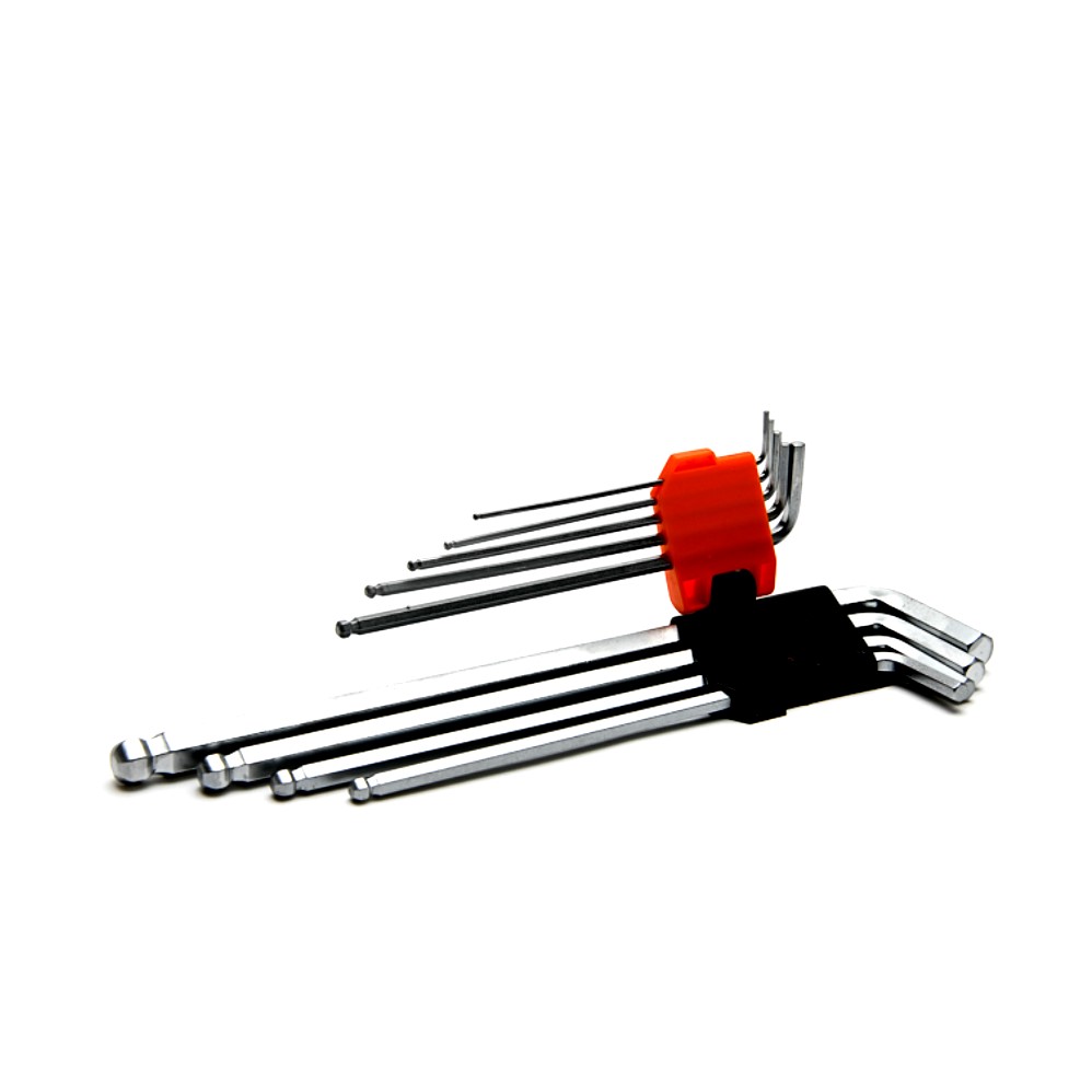 KENDO 20737 ประแจหกเหลี่ยมหัวบอลล์  ตัวแอล ขาวยาวพิเศษ 9 ตัวชุด ขนาด 1.5-10 mm.