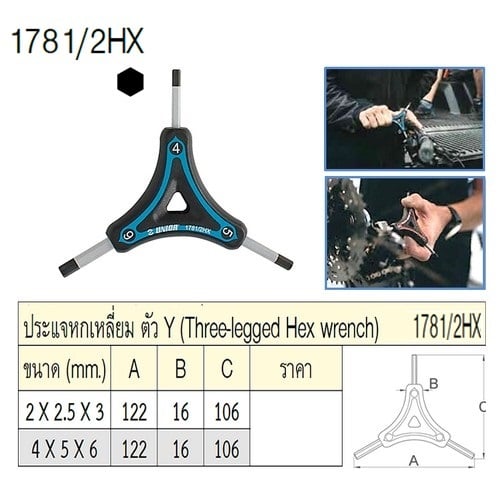 UNIOR 1781/2HX ประแจหกเหลี่ยมตัวY 4x5x6mm.