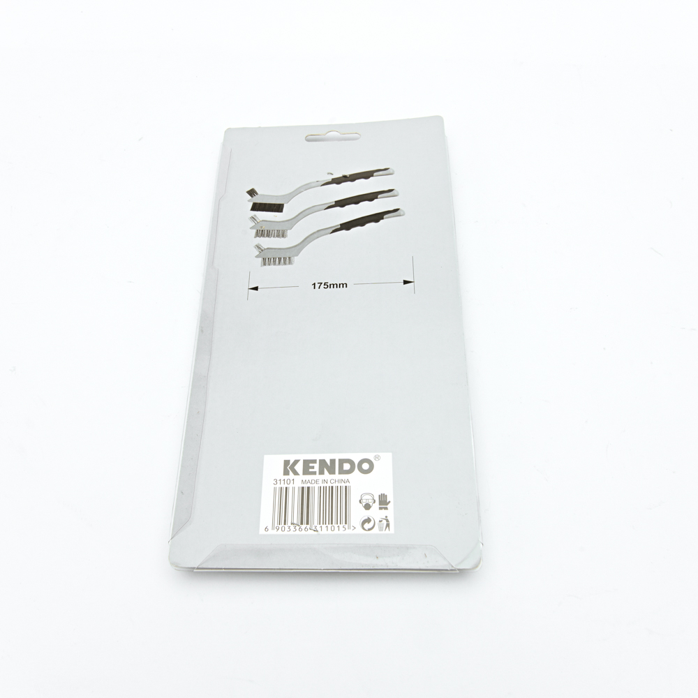 KENDO 31101 แปรงลวดมินิ 3 แถว 175mm.3 ชิ้น/ชุด