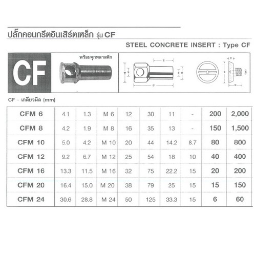SKI - สกี จำหน่ายสินค้าหลากหลาย และคุณภาพดี | FASTENIC #CFM6 ปลั๊กคอนกรีตอินเสิร์ตเหล็ก 6 mm. (200ตัว/กล่อง) (2000ตัว/ลัง)