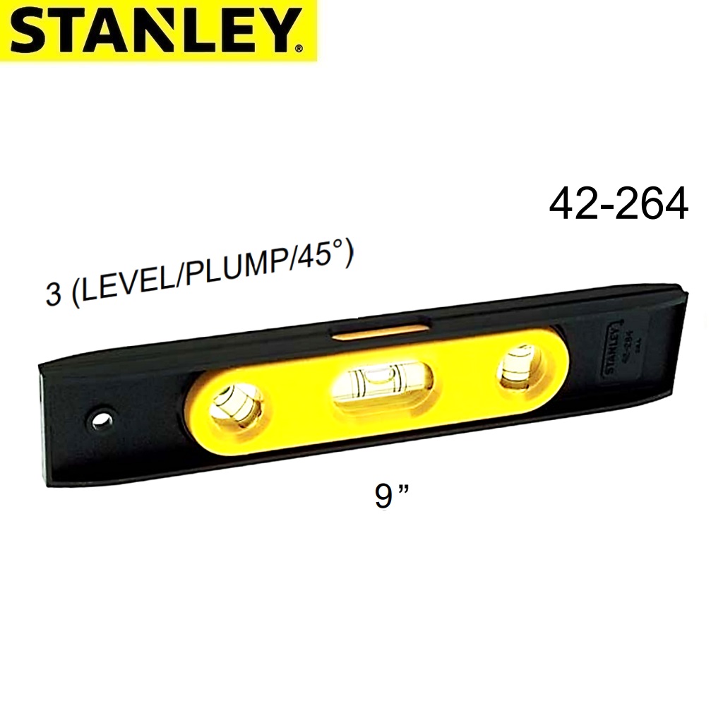 SKI - สกี จำหน่ายสินค้าหลากหลาย และคุณภาพดี | STANLEY 42-264 ระดับน้ำอลูมิเนียมแม่เหล็ก 9นิ้ว [6อัน/กล่อง] (PBT)