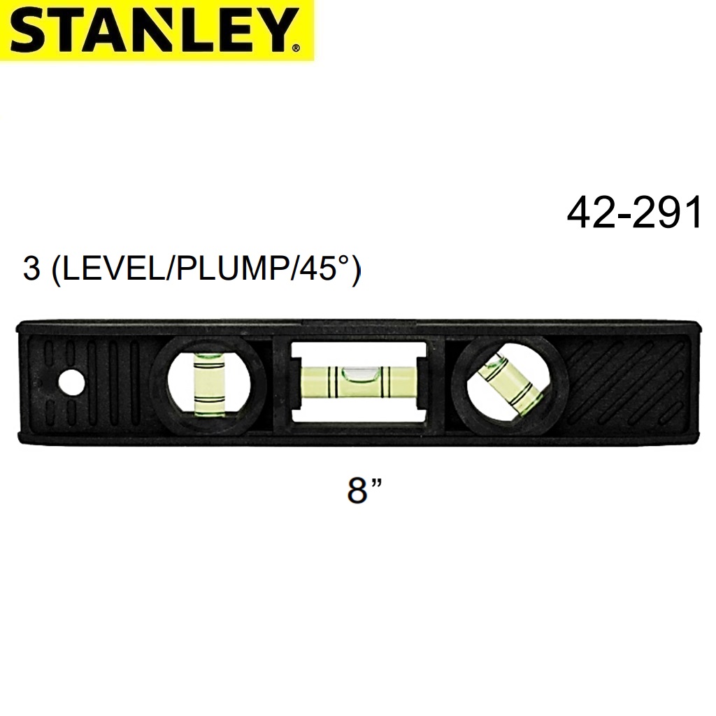SKI - สกี จำหน่ายสินค้าหลากหลาย และคุณภาพดี | STANLEY 42-291 ระดับน้ำพลาสติก ตอปิโด 8นิ้ว มีแม่เหล็ก [6อัน/กล่อง] (PBT)