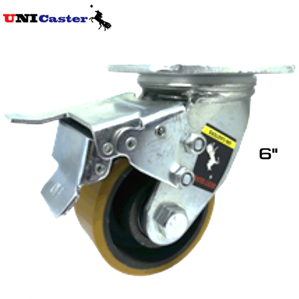 SKI - สกี จำหน่ายสินค้าหลากหลาย และคุณภาพดี | UNI Caster ล้อยูรีเทนเป็นมีเบรค รุ่นงานหนัก โครงเหล็ก หนา 6 มิล 6นิ้ว