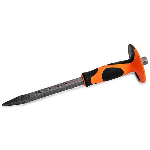 SKI - สกี จำหน่ายสินค้าหลากหลาย และคุณภาพดี | KENDO 26512 เหล็กสกัดปลายแหลม ขนาด 16 x 300mm.(5/8นิ้วx12นิ้ว) (ด้ามหุ้มยาง)