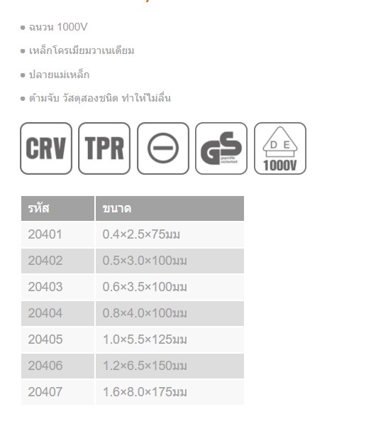 KENDO 20402 ไขควงปากแบน VDE 4นิ้วx0.5x3.0x100mm. (กันไฟ)