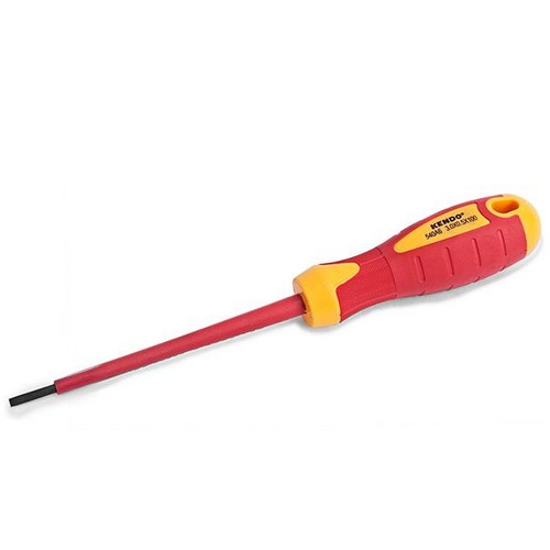 SKI - สกี จำหน่ายสินค้าหลากหลาย และคุณภาพดี | KENDO 20405 ไขควงปากแบน VDE 5นิ้วx1.0x5.5x125mm. (กันไฟ)