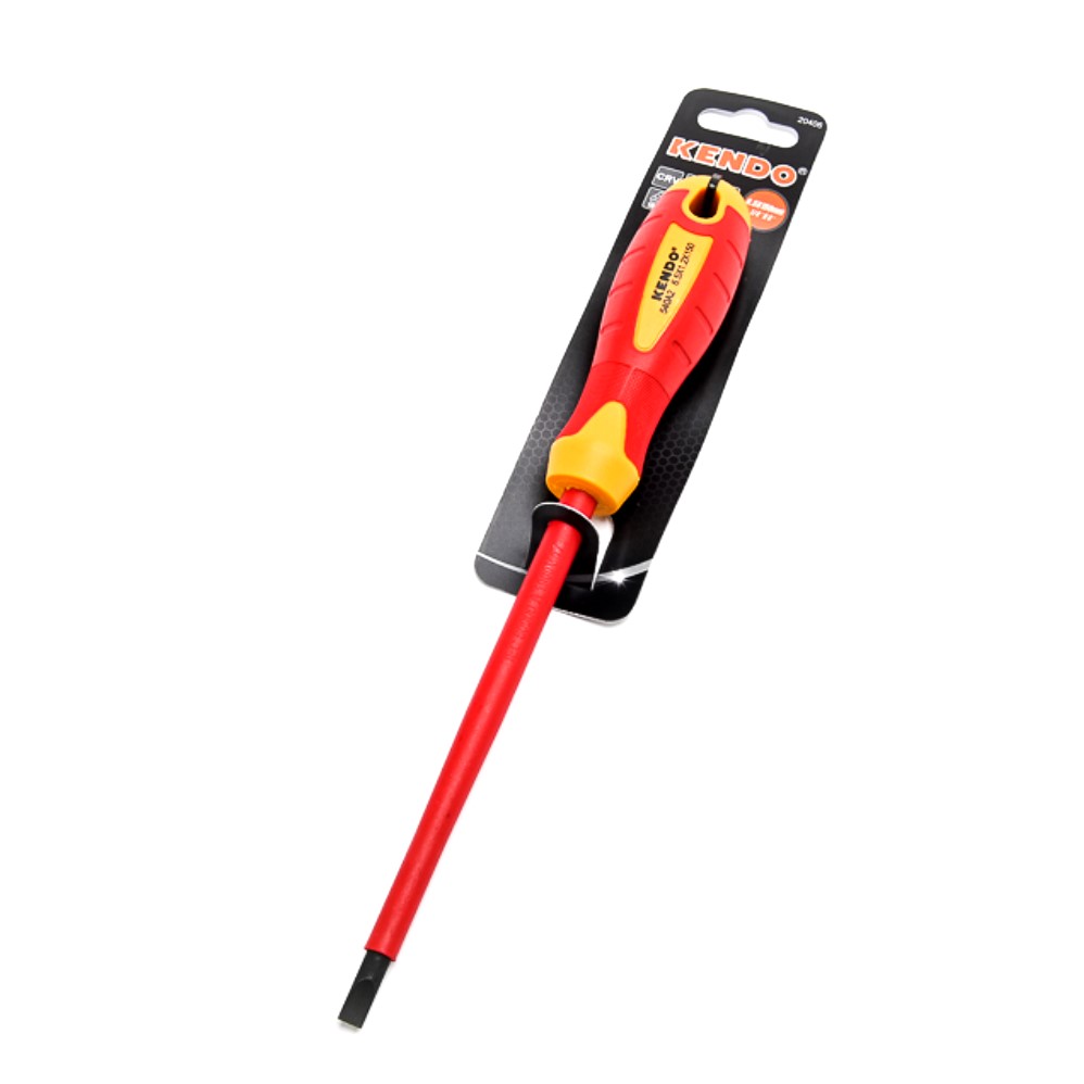 KENDO 20406 ไขควงปากแบน VDE 6นิ้วx1.2x6.5x150mm. (กันไฟ)