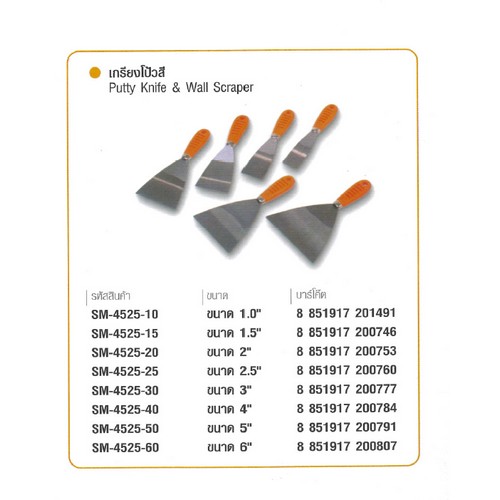 SKI - สกี จำหน่ายสินค้าหลากหลาย และคุณภาพดี | SOMIC 4525-40 เกียงโป้วสี 4นิ้ว (ขายขั้นต่ำ 11 อัน)