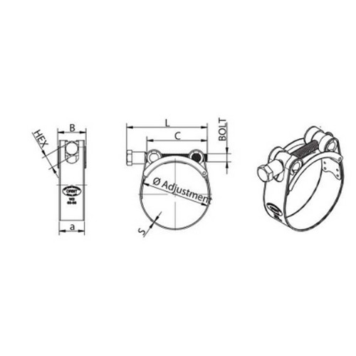 ORBIT กิ๊ปรัดเกรดW2(OBHD) หัวเหล็ก #OBHD-51 47mm.-51mm. (แพ็ค/20ชิ้น)