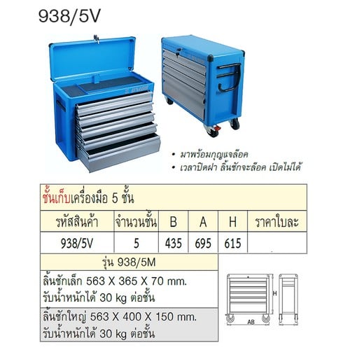 SKI - สกี จำหน่ายสินค้าหลากหลาย และคุณภาพดี | UNIOR 938/5V ชั้นเก็บเครื่องมือ 5 ชั้น กxยxส=435x695x615mm