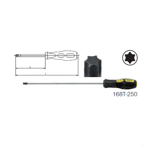KOKEN 168T-T30 ไขควงหัวท๊อกซ์ ยาวพิเศษ แกนยาว 250 mm. พร้อมด้ามยาว 350mm.