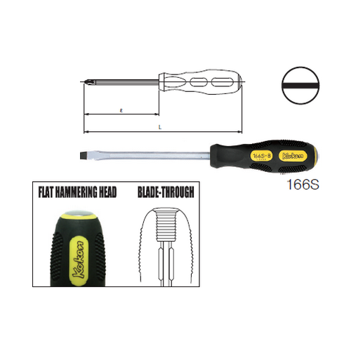 SKI - สกี จำหน่ายสินค้าหลากหลาย และคุณภาพดี | KOKEN 166S ไขควง ปากแบน ด้ามทลุ 4นิ้วx6mm.