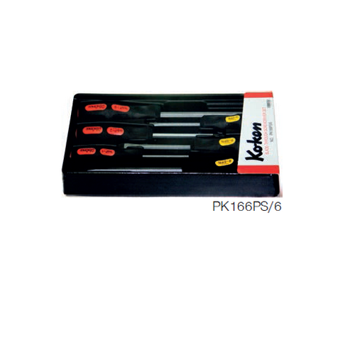 KOKEN PK-166PS/6 ไขควง ปากแฉก-แบน ด้ามทลุ 6 ตัวชุด ในถาด ABS