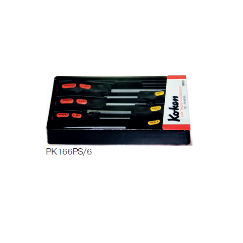 KOKEN PK-168PS/6 ไขควง ปากแฉก-แบน ด้ามไม่ทลุ 6 ตัวชุด ในถาด ABS